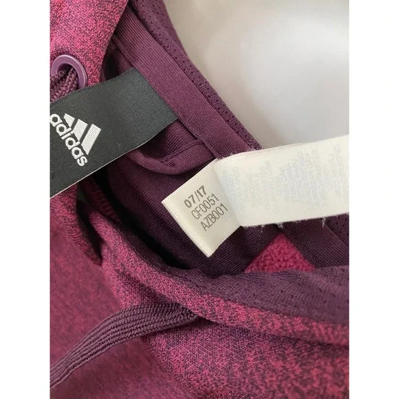 Adidas Hoodie Pullover Womens‎ Small Burgundy Heathered Fleece Thumbhole Sporty - Picture 8 of 12